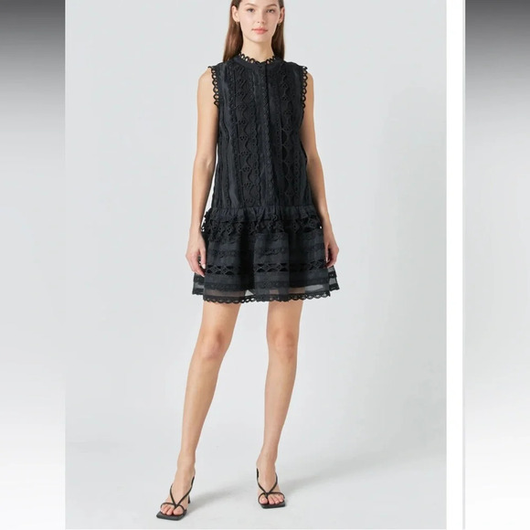 Endless Rose CROCHET MINI DRESS organza dark romantic dark feminine boho - Picture 12 of 12